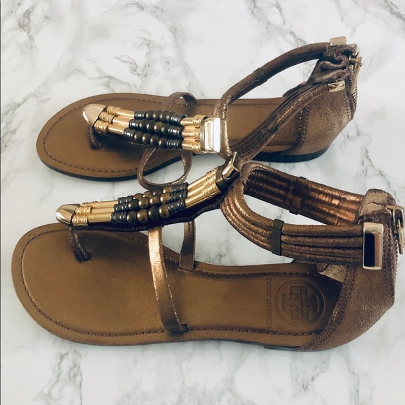 Tory Burch Gold Gladiator Sandals - Picture 3 of 4